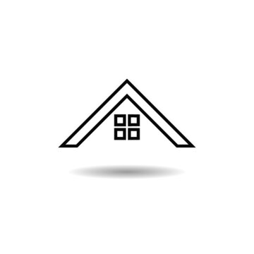 House roof icon with shadow