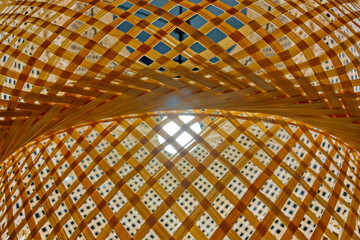 View of a wicker basket, background, texture, blank for designers.