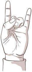 Obraz premium Rock and Roll Hand Gesture. Illustration isolated on white background of a hand making the symbol of rock and roll.