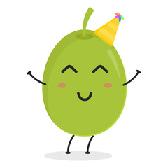 Cute flat cartoon olive illustration. Vector illustration of cute olive with a smiling expression. 