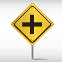four intersection traffic sign