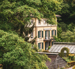 Lush green doorways, paths, gardens and buildings of a neighbourhood located in central Bern, Switzerland
