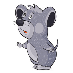 little gray mouse, cartoon illustration, isolated object on a white background, vector illustration,