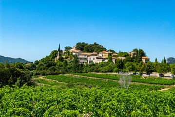 Fototapeta na wymiar Le village pittoresque de Suzette dans le Vaucluse en Provence entouré de vignes en France