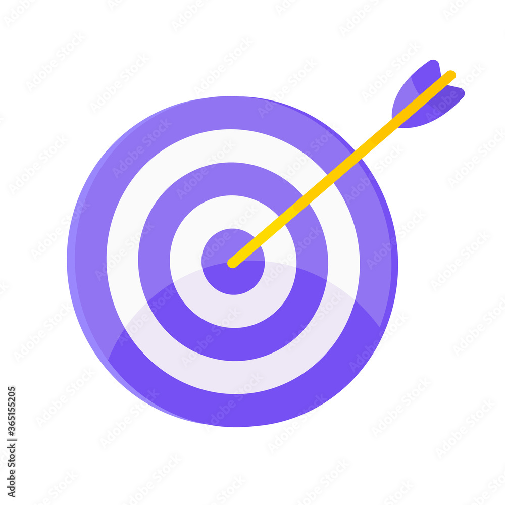 Poster target icon with arrow in the bullseye with shadows on it. goal achieving symbol icon sign vector ba