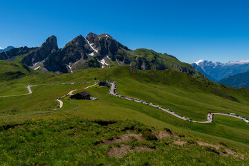 Fototapeta na wymiar Mountain road in Italy Alps, Passo Giau