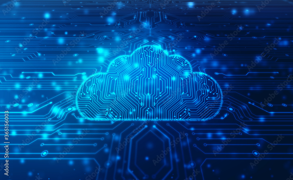 Poster 2d illustration of cloud computing, cloud computing concept, cloud computing technology internet con