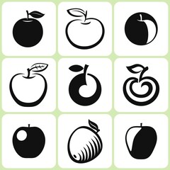 Set of apple fruit icons in a different style