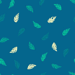 Seamless pattern with scandinavian leaves in doodle style