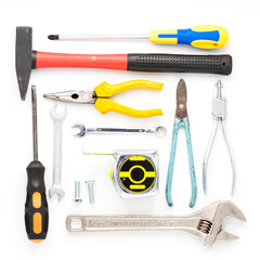 Old Tools on white background.