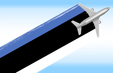 3d illustration of a background Estonia travel concept. flag with plane