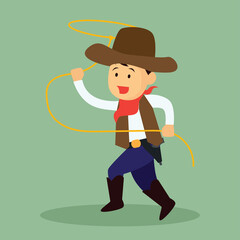 cowboy throws a lasso for rodeo western design. vector illustration