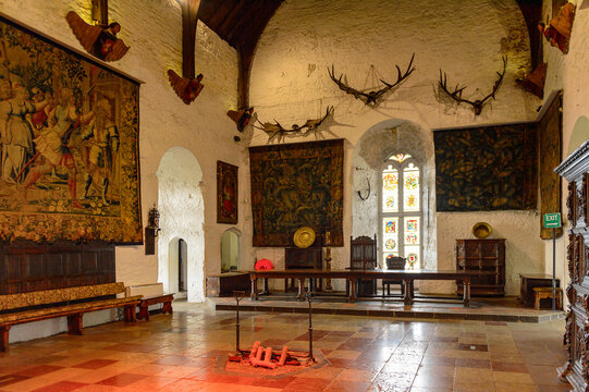 BUNRATTY, IRELAND - JULY 13, 2016: Interior of the Bunratty Castle, County Clare, Ireland. National Monument of Ireland