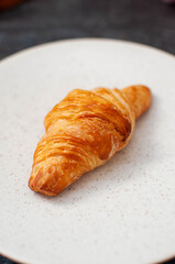 croissant on a plate. close up. front view