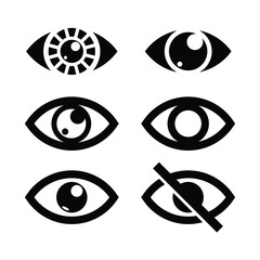 Eye icon set. Eyesight symbol. Retina scan eye icons. Simple eyes collection. Eye silhouette, Eye icon vector set, 