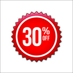 sticker with 30 percent off in a flat design, vector 30% Off. Special Offer Icon, 
