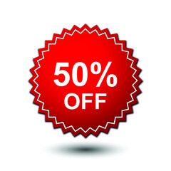 vector sticker 50% Off. Special Offer Icon, Label, Tags, Soldes