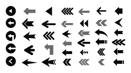 Arrows. Set of Arrow Left vector on white background, Arrow icon Collections, Arrow vector set. Arrow left icon flat
