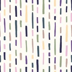 Abstract seamless pattern of brush paint lines pastel colors. Vector vertical print, doodle illustration.