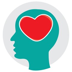 human head with heart
