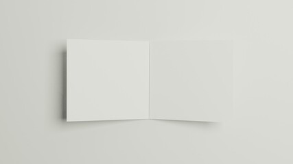 Square Bi-Fold Brochure Mockup-3D illustration