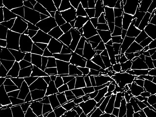 The broken glass.The cracks texture white and black. Vector background.Grunge.Abstract lines.