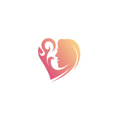Logo template of love and woman. Simple flat style. Vector logo template ready for use.