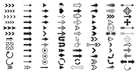 Set of vector arrows isolated on white background.