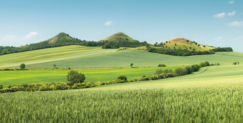 Hills and field of Ceske Stredohori, Czech Republic