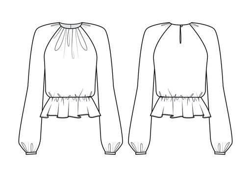 Fashion technical drawing blouse