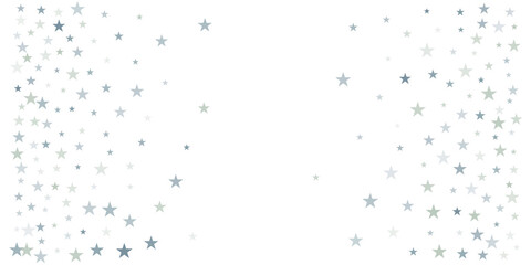 silver stars background, sparkling christmas lights confetti falling isolated on white. magic shining Flying stars glitter cosmic backdrop, sparkle vector border