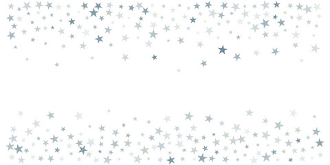 silver stars background, sparkling christmas lights confetti falling isolated on white. magic shining Flying stars glitter cosmic backdrop, sparkle vector border
