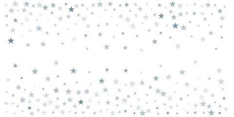 silver stars background, sparkling christmas lights confetti falling isolated on white. magic shining Flying stars glitter cosmic backdrop, sparkle vector border