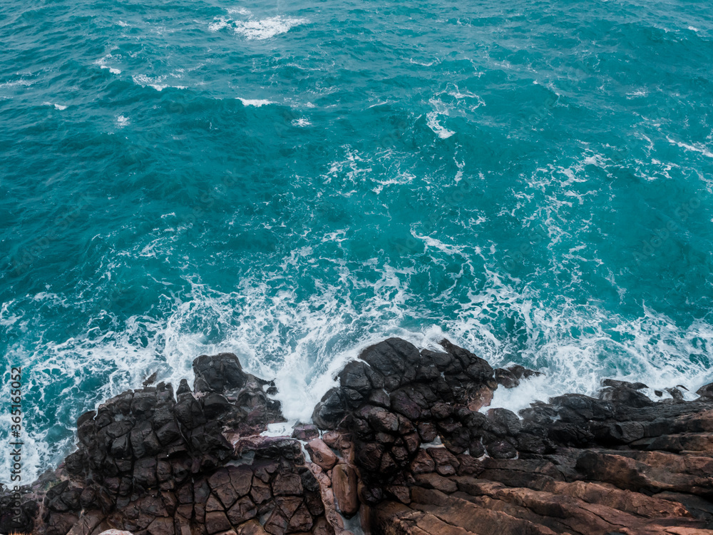 Wall mural view from above, rocky coast, turquoise sea