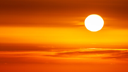 Red sky with the sun at sunset