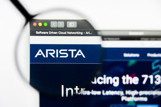 Richmond, Virginia, USA - 9 May 2019: Illustrative Editorial of Arista Networks Inc website homepage. Arista Networks Inc logo visible on display screen.