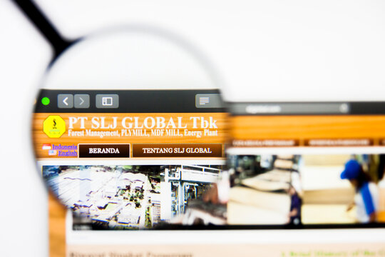 San Francisco, California, USA - 8 April 2019: Illustrative Editorial of SLJ Global website homepage. SLJ Global logo visible on display screen.