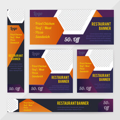 Food & Restuaruant Concept web Bannar set Design.