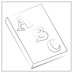 Vector Silhouette ABC-book Icon. Outline vector illustration of school primer for web design, logo, icon, app, UI