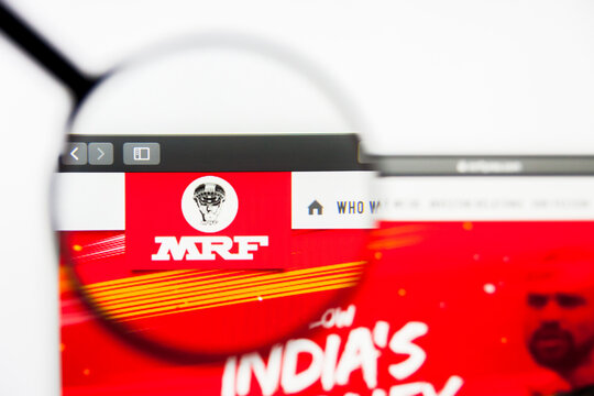 New York, New York State, USA - 18 June 2019: Illustrative Editorial of MRF website homepage. MRF logo visible on display screen.