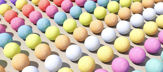 Row of colorful balls abstract background