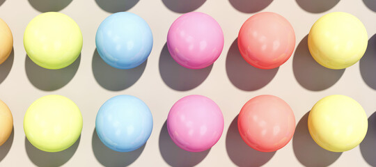 Row of multicolor balls abstract background