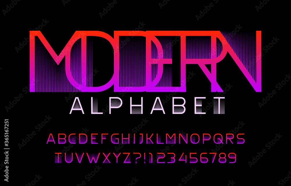 Fototapete modern alphabet font. abstract thin letters and numbers. stock vector typeface for your typography d