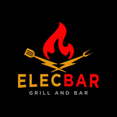electric grill and bar logo design