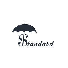 Word standard and umbrella. Protected Quality standard. Vector icon isolated on white background.