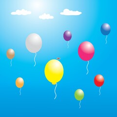 balloons in the sky background