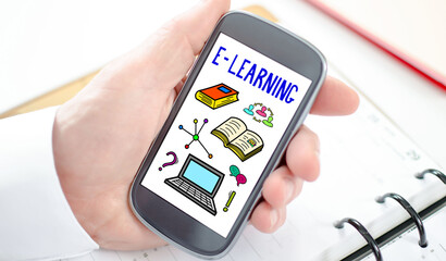 E-learning concept on a smartphone