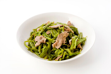 空芯菜の茎と豚肉の炒め物

