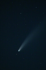 Astrophotography Comet NEOWISE on night sky