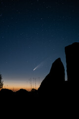 Astrophotography Comet NEOWISE on night sky